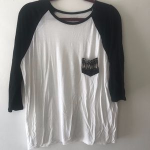 Black and White Baseball Tee - Large